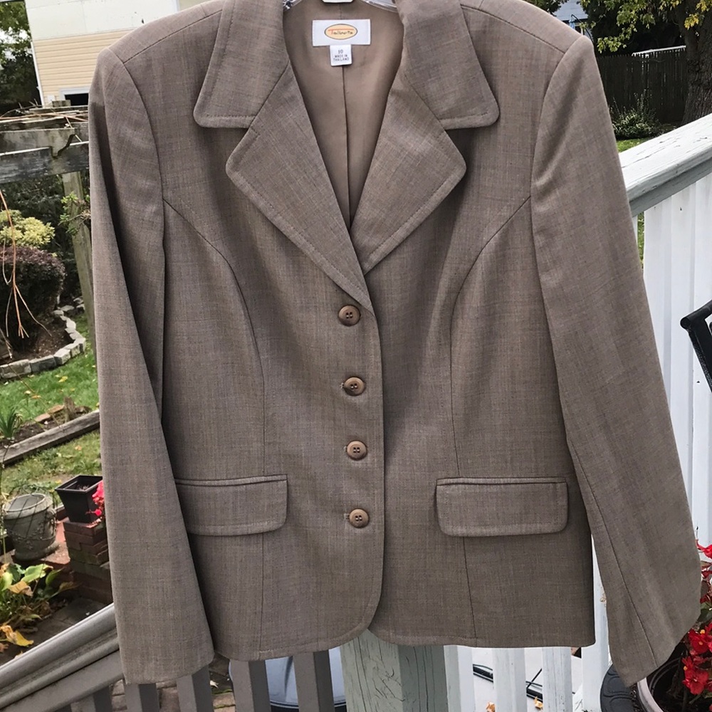 Talbots Lightweight Wool Tan Blazerjacket Size 10 - image 1